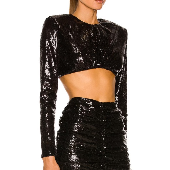 DANIELE CARLOTTA Sequin Crop Top & Midi Skirt Set - Black XS NWT - Picture 3 of 7